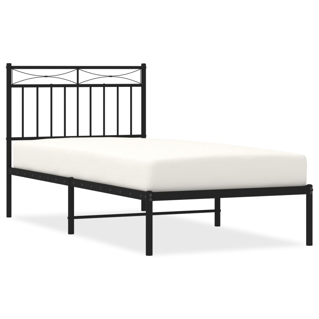 sengeramme med sengegavl 90x190 cm metal sort
