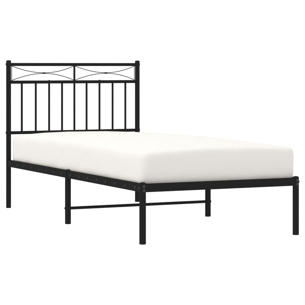 sengeramme med sengegavl 90x190 cm metal sort