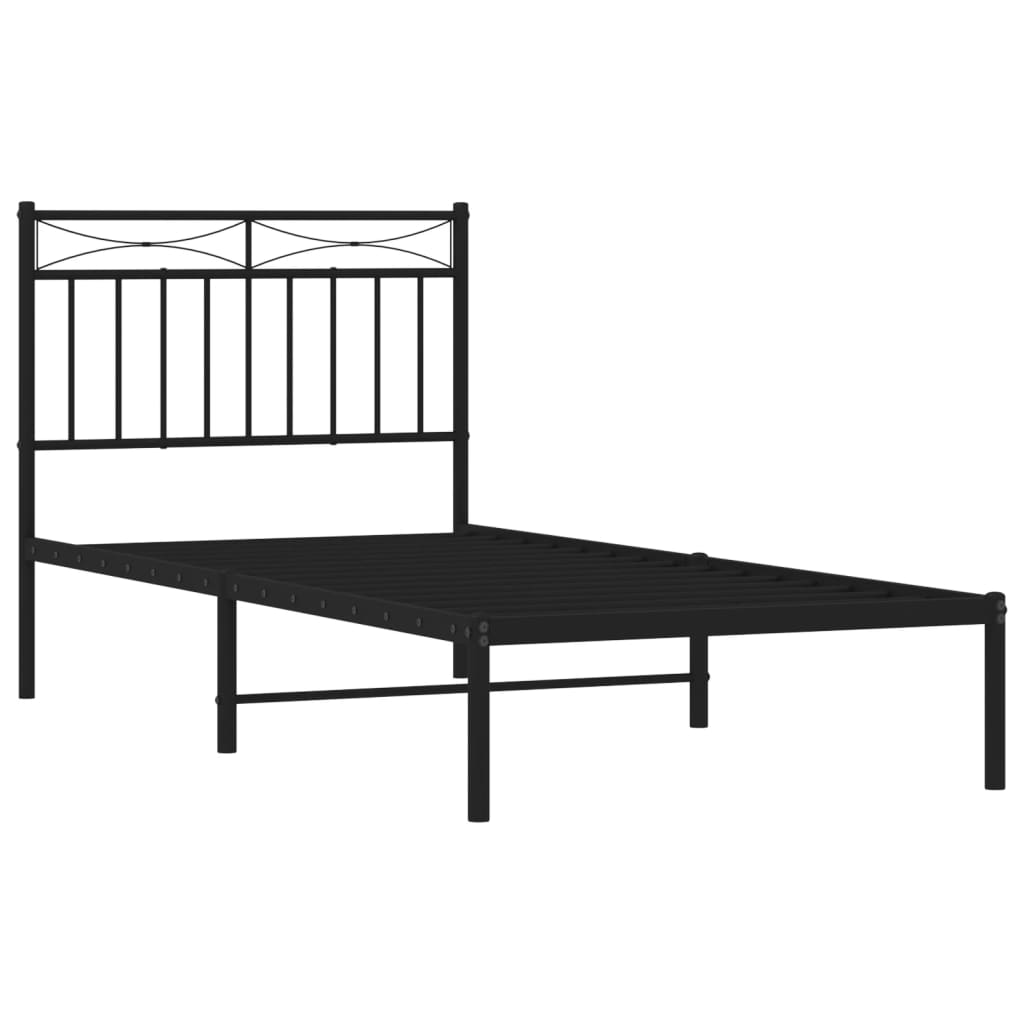 sengeramme med sengegavl 90x190 cm metal sort