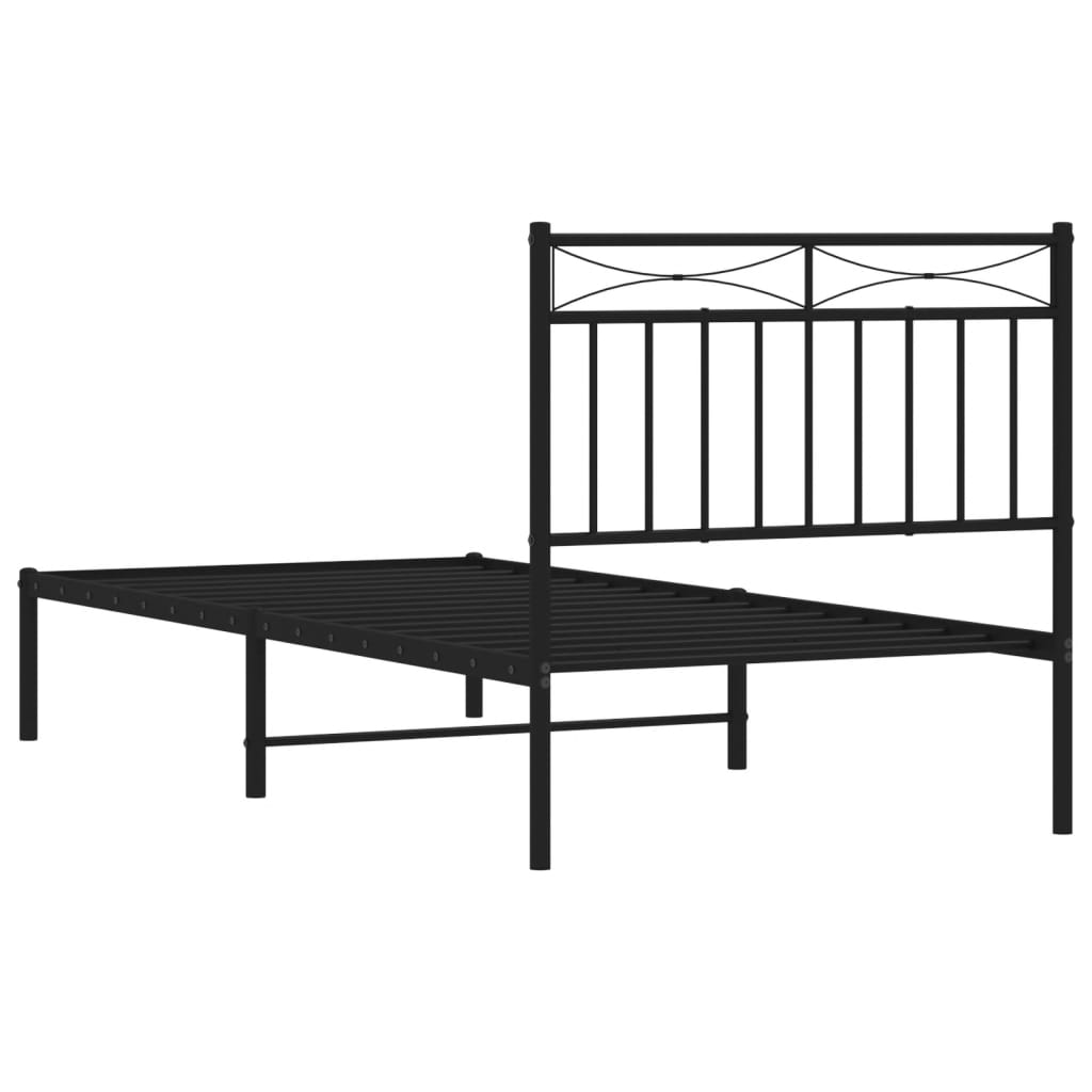 sengeramme med sengegavl 90x190 cm metal sort