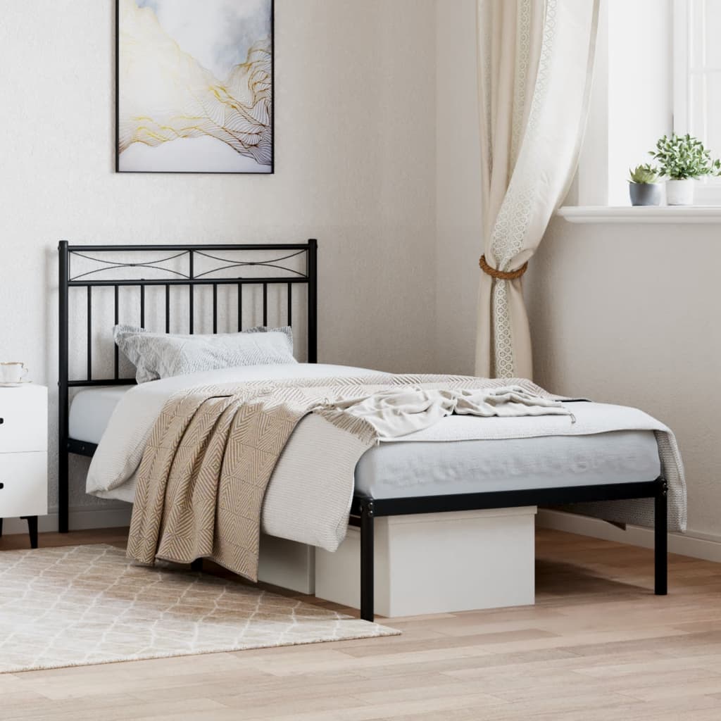 sengeramme med sengegavl 90x190 cm metal sort