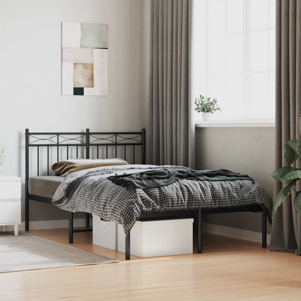sengeramme med sengegavl 120x200 cm metal sort