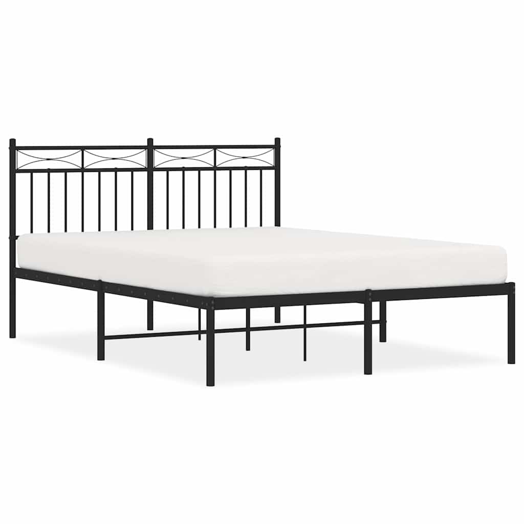 sengeramme med sengegavl 135x190 cm metal sort