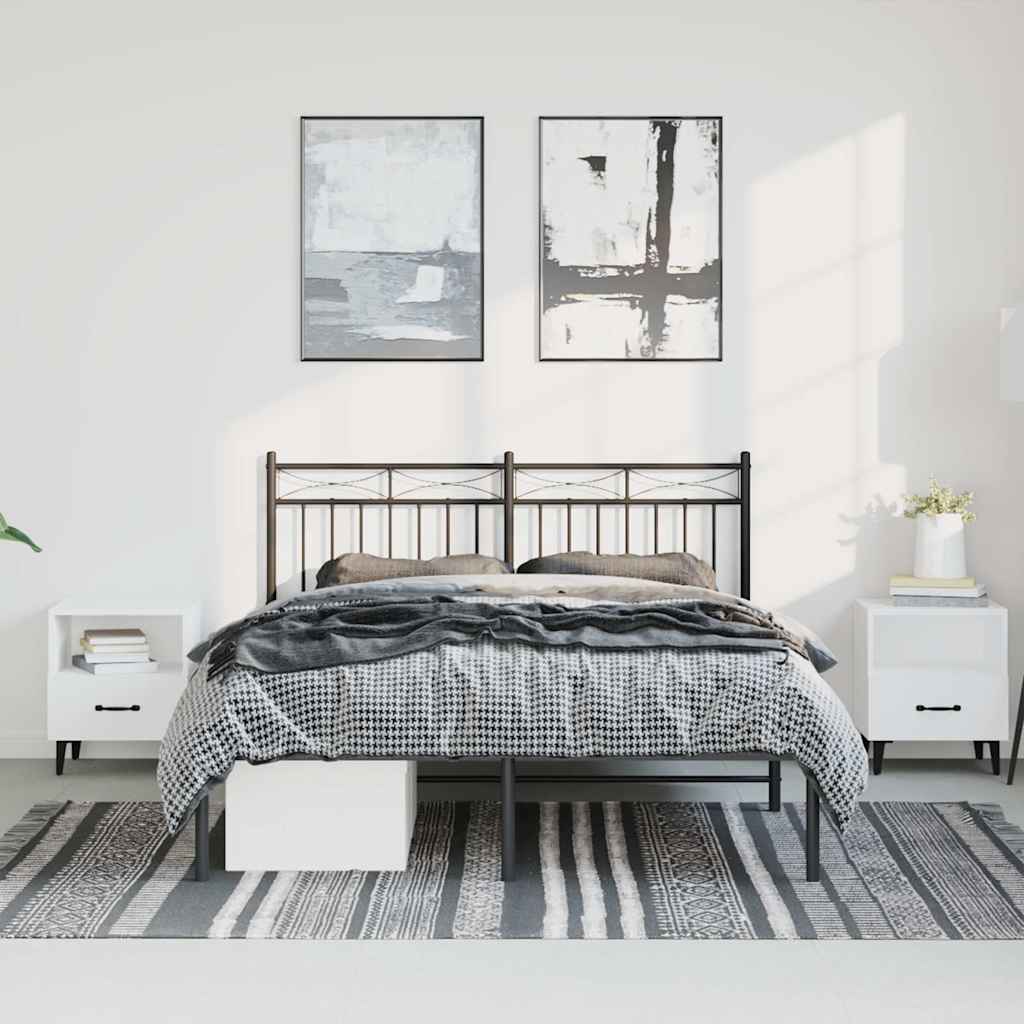 sengeramme med sengegavl 135x190 cm metal sort