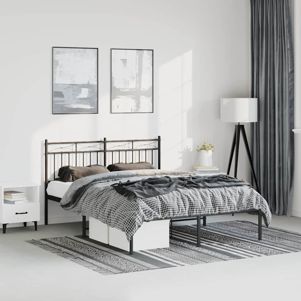 sengeramme med sengegavl 135x190 cm metal sort