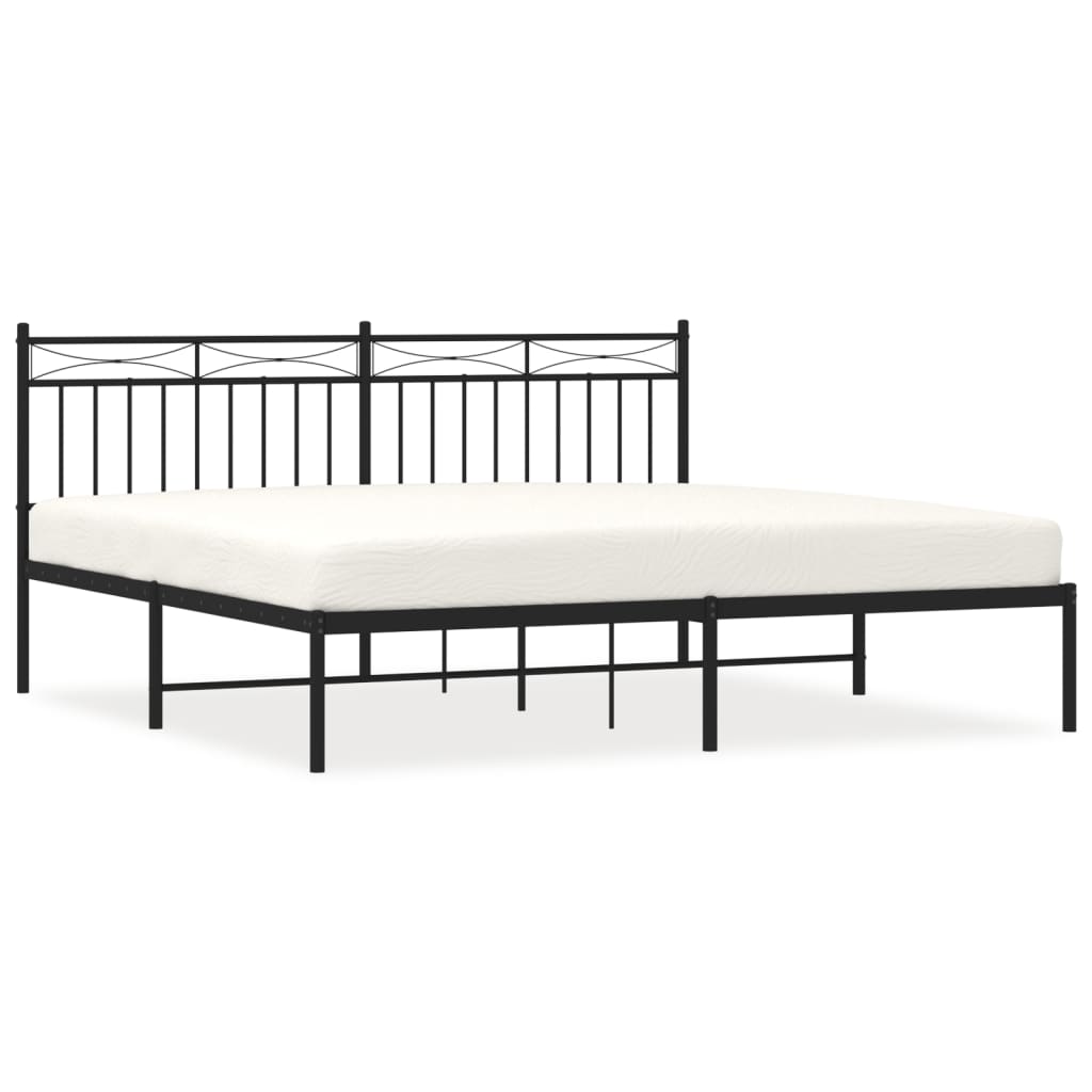 sengeramme med sengegavl 180x200 cm metal sort