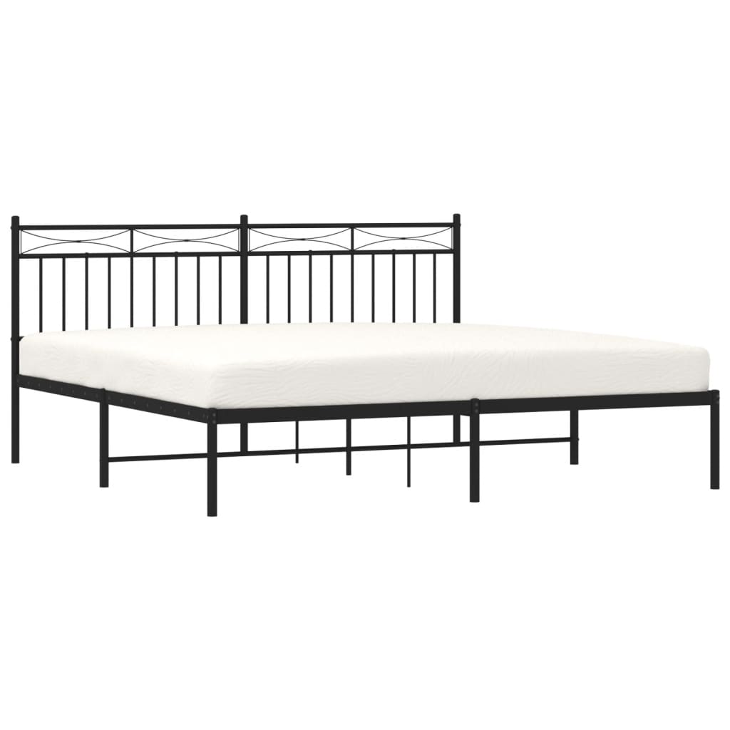 sengeramme med sengegavl 180x200 cm metal sort
