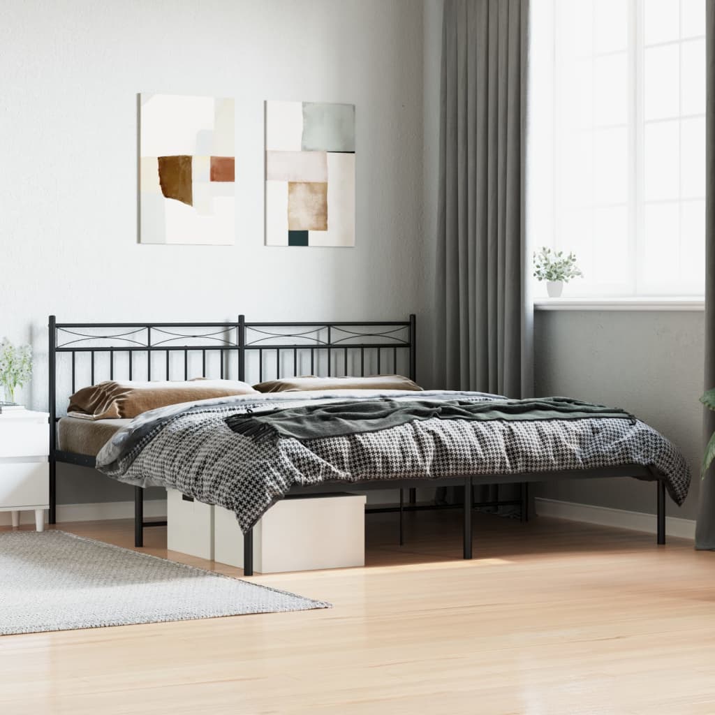 sengeramme med sengegavl 180x200 cm metal sort