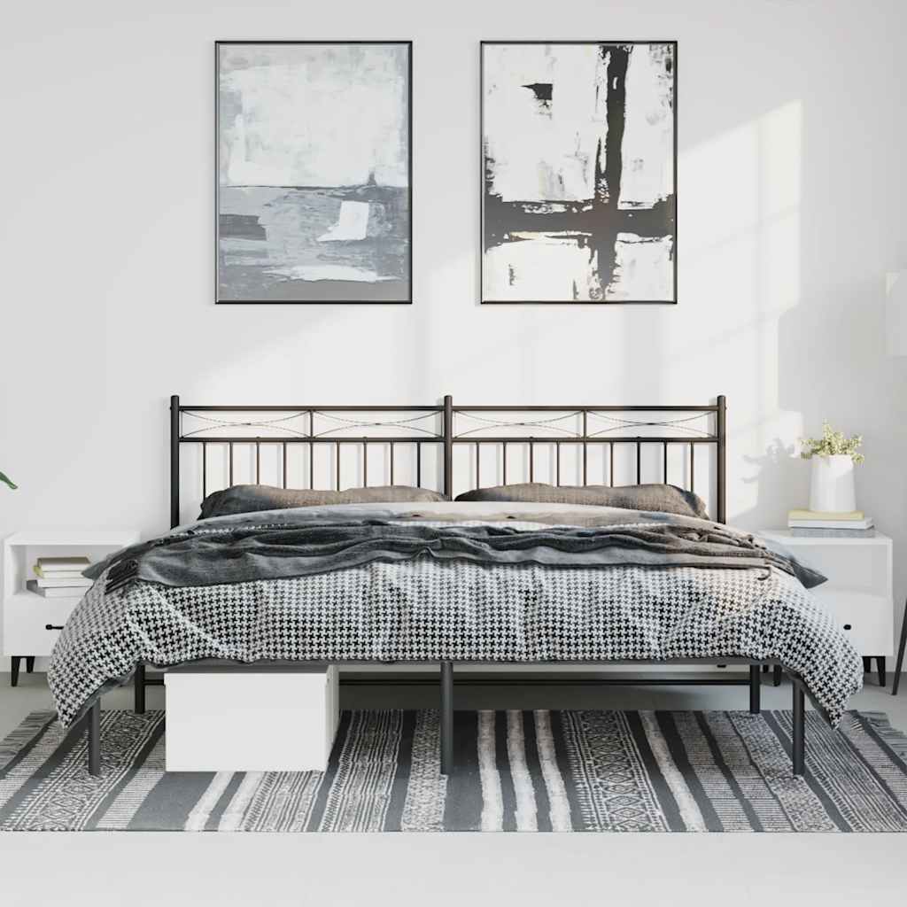 sengeramme med sengegavl 183x213 cm metal sort