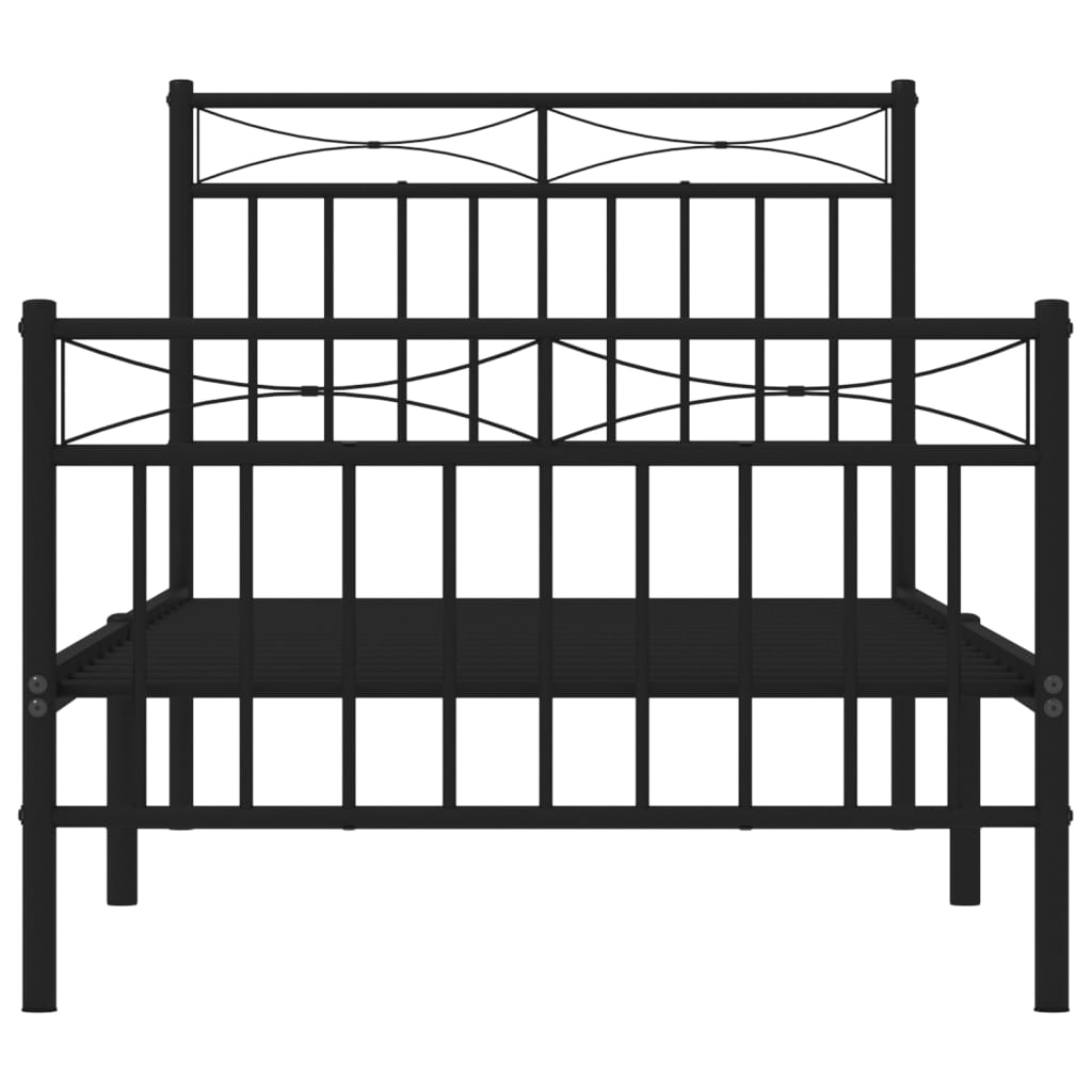 sengeramme med sengegavl og fodgærde 90x200 cm metal sort