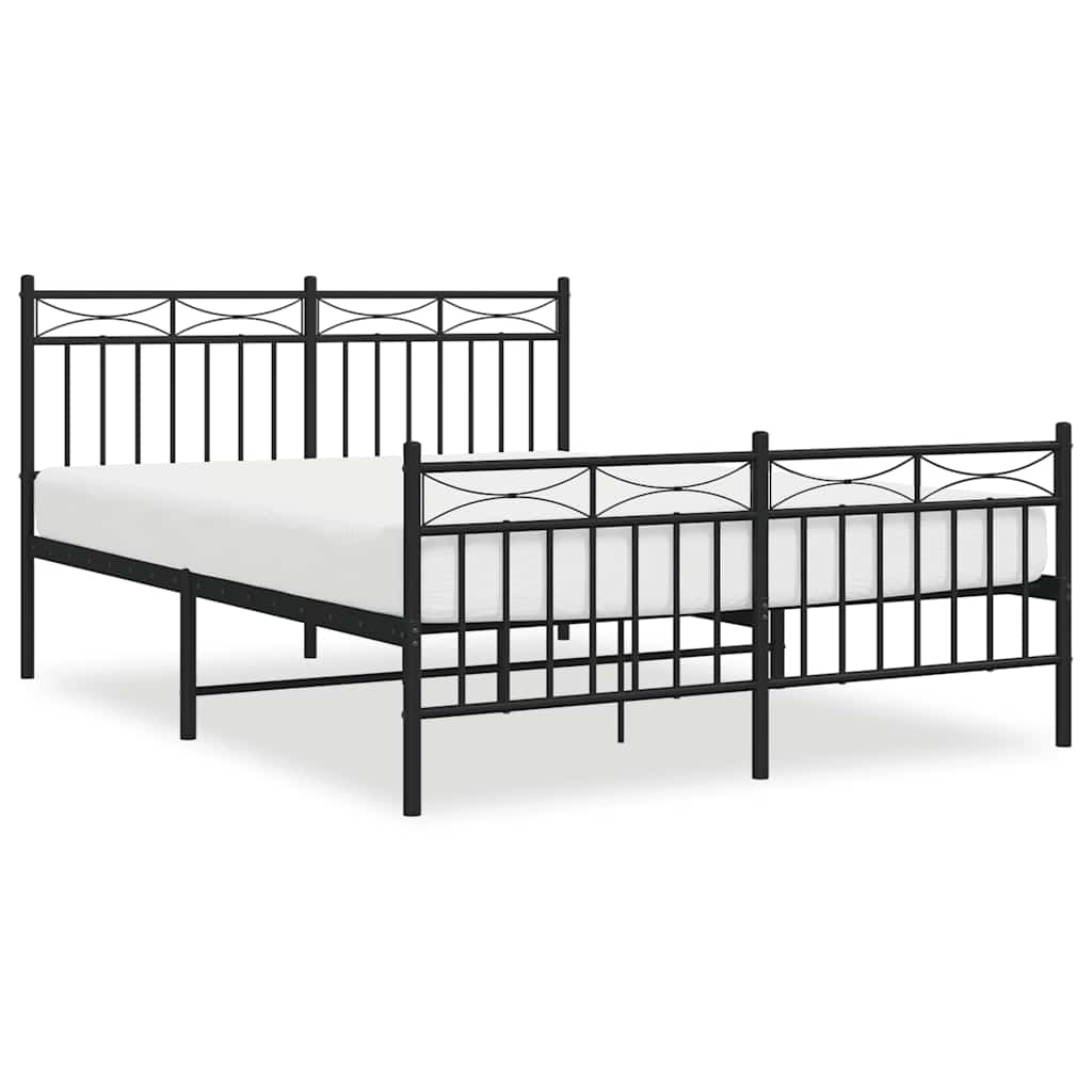 sengeramme med sengegavl og fodgærde 135x190 cm metal sort