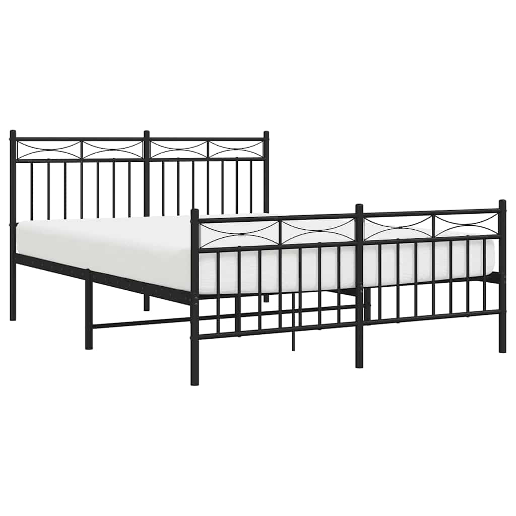 sengeramme med sengegavl og fodgærde 135x190 cm metal sort
