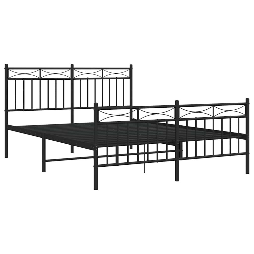 sengeramme med sengegavl og fodgærde 135x190 cm metal sort