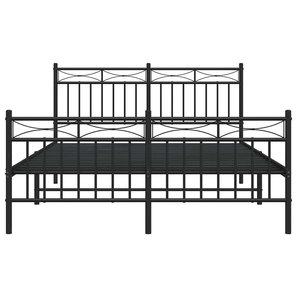 sengeramme med sengegavl og fodgærde 135x190 cm metal sort