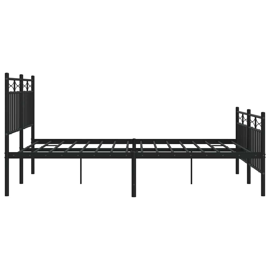 sengeramme med sengegavl og fodgærde 135x190 cm metal sort