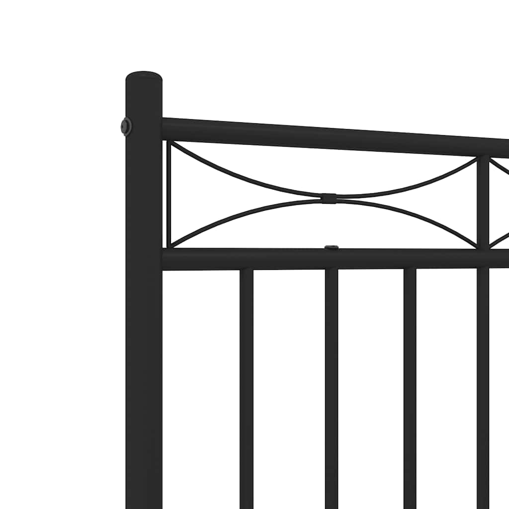 sengeramme med sengegavl og fodgærde 135x190 cm metal sort