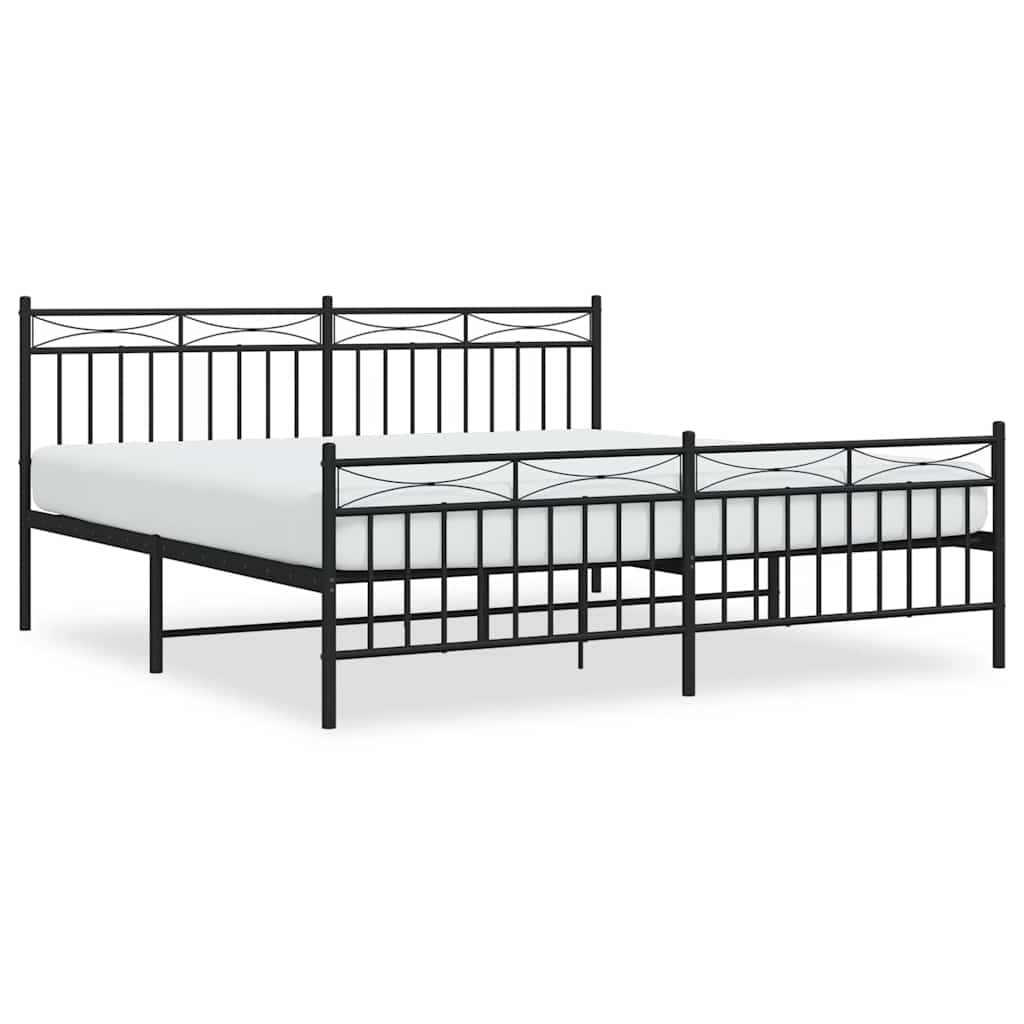 sengeramme med sengegavl og fodgærde 183x213 cm metal sort
