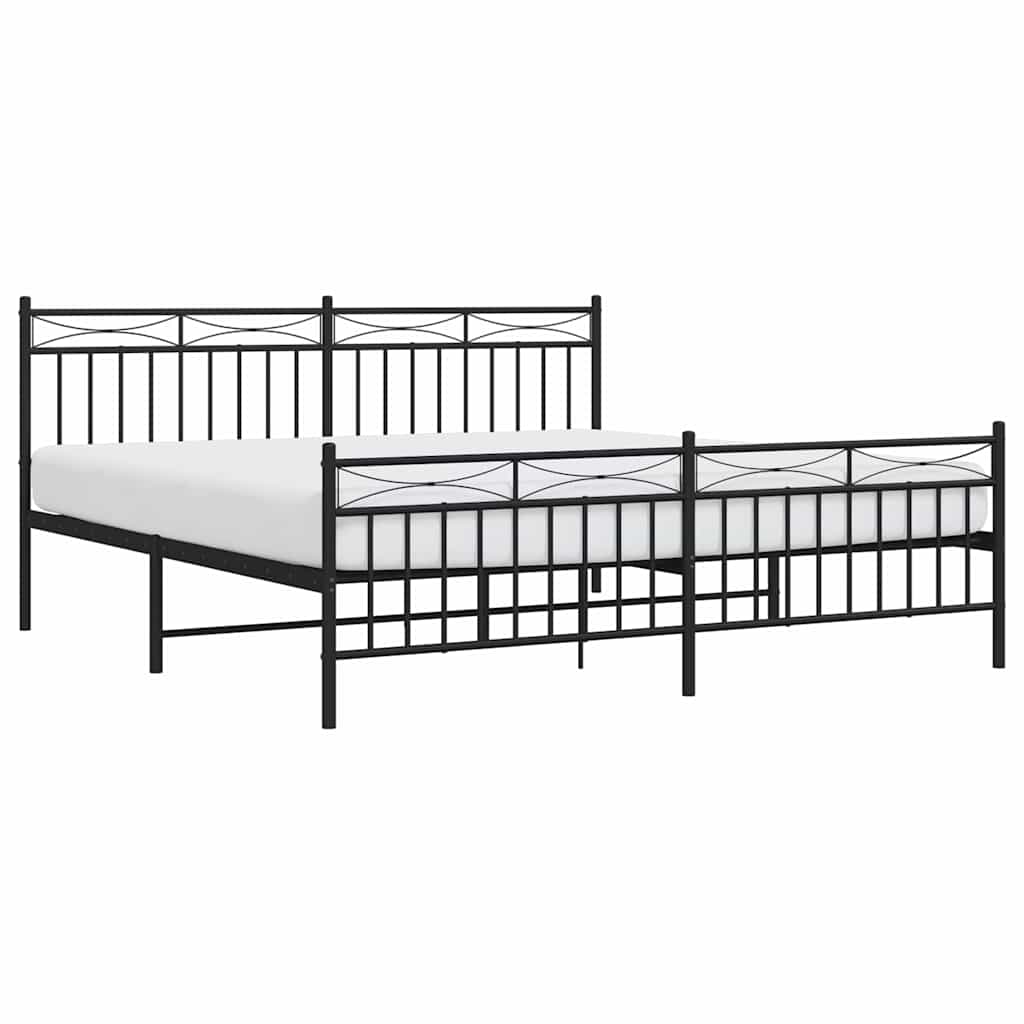 sengeramme med sengegavl og fodgærde 183x213 cm metal sort