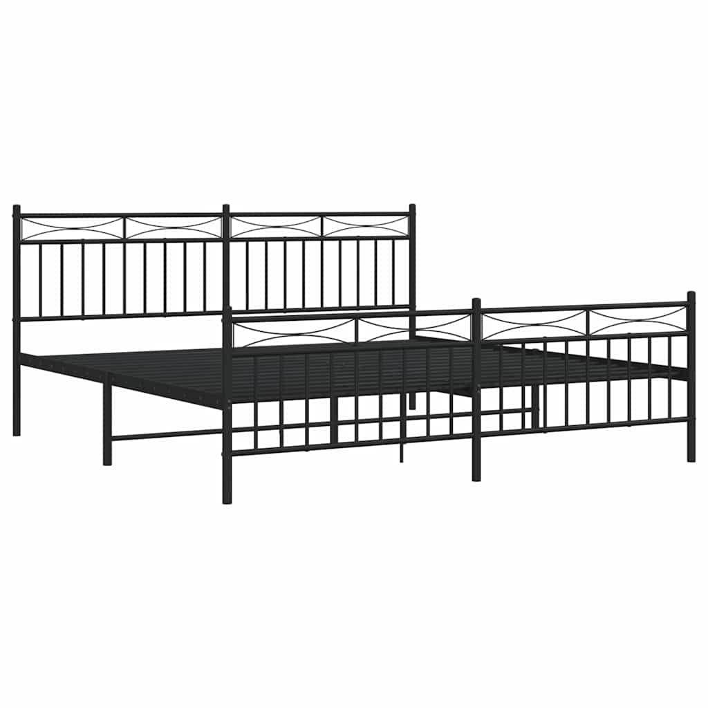 sengeramme med sengegavl og fodgærde 183x213 cm metal sort
