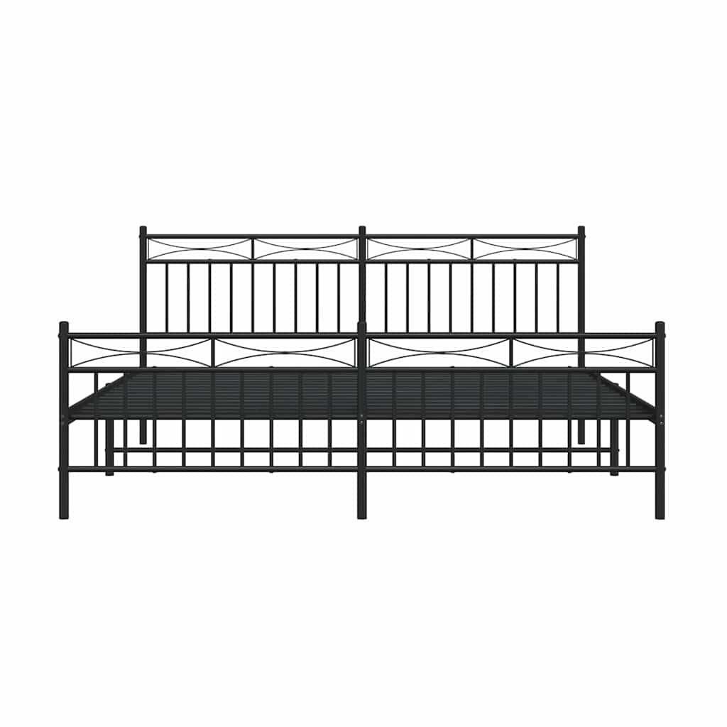 sengeramme med sengegavl og fodgærde 183x213 cm metal sort