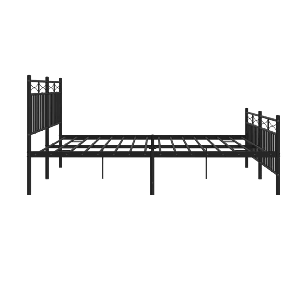sengeramme med sengegavl og fodgærde 183x213 cm metal sort