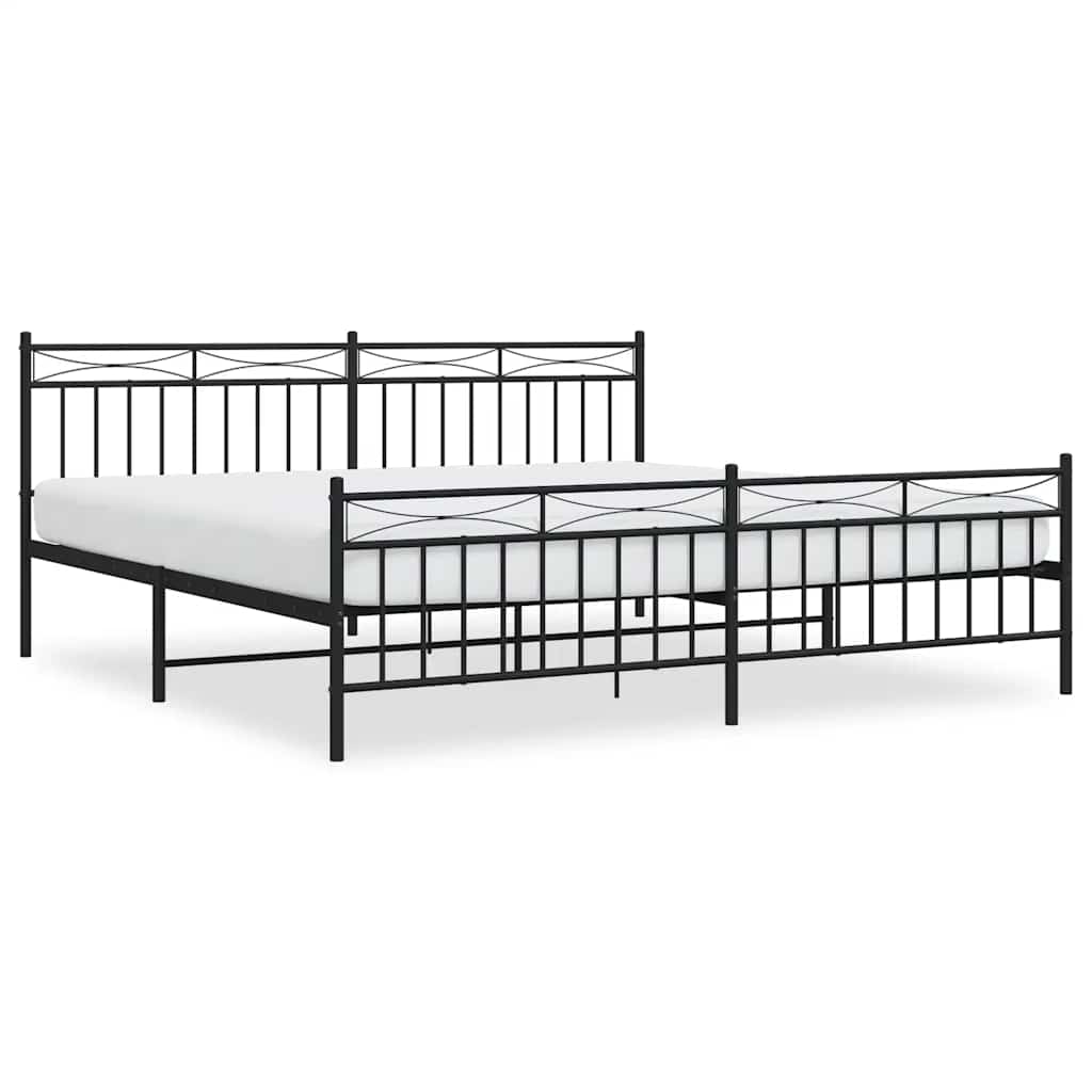 sengeramme med sengegavl og fodgærde 193x203 cm metal sort