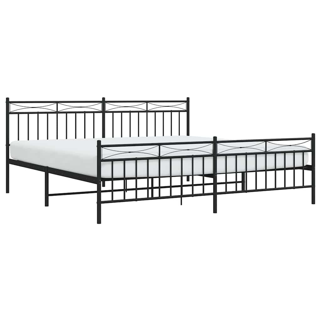 sengeramme med sengegavl og fodgærde 193x203 cm metal sort