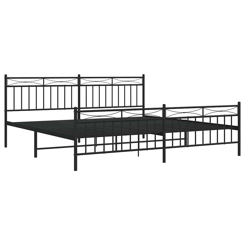 sengeramme med sengegavl og fodgærde 193x203 cm metal sort