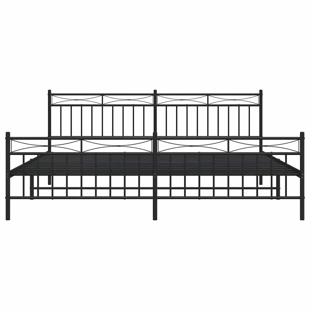 sengeramme med sengegavl og fodgærde 193x203 cm metal sort