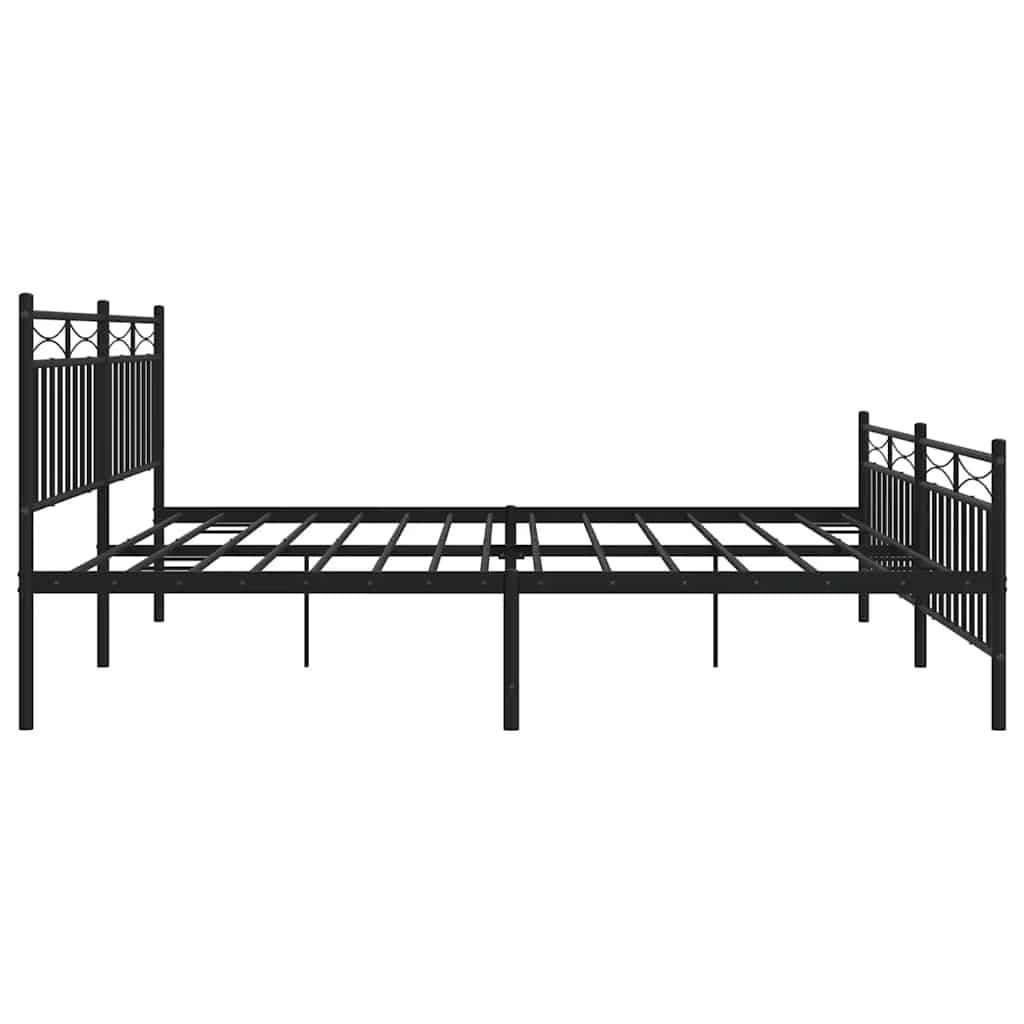 sengeramme med sengegavl og fodgærde 193x203 cm metal sort
