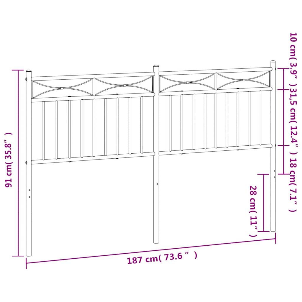 udskiftningsgavl 180 cm metal sort