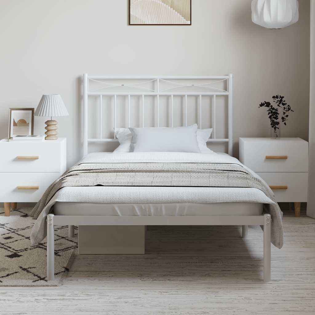 sengeramme med sengegavl 100x200 cm metal hvid
