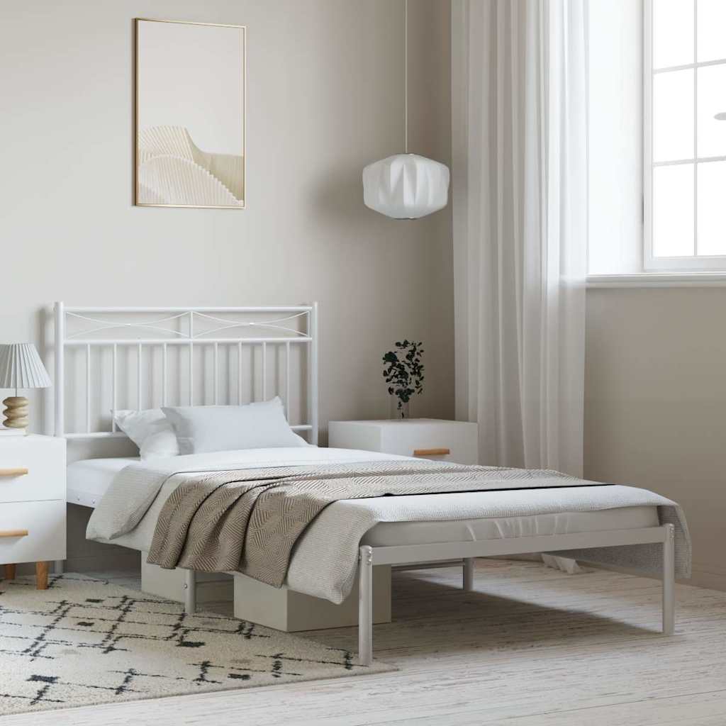 sengeramme med sengegavl 100x200 cm metal hvid