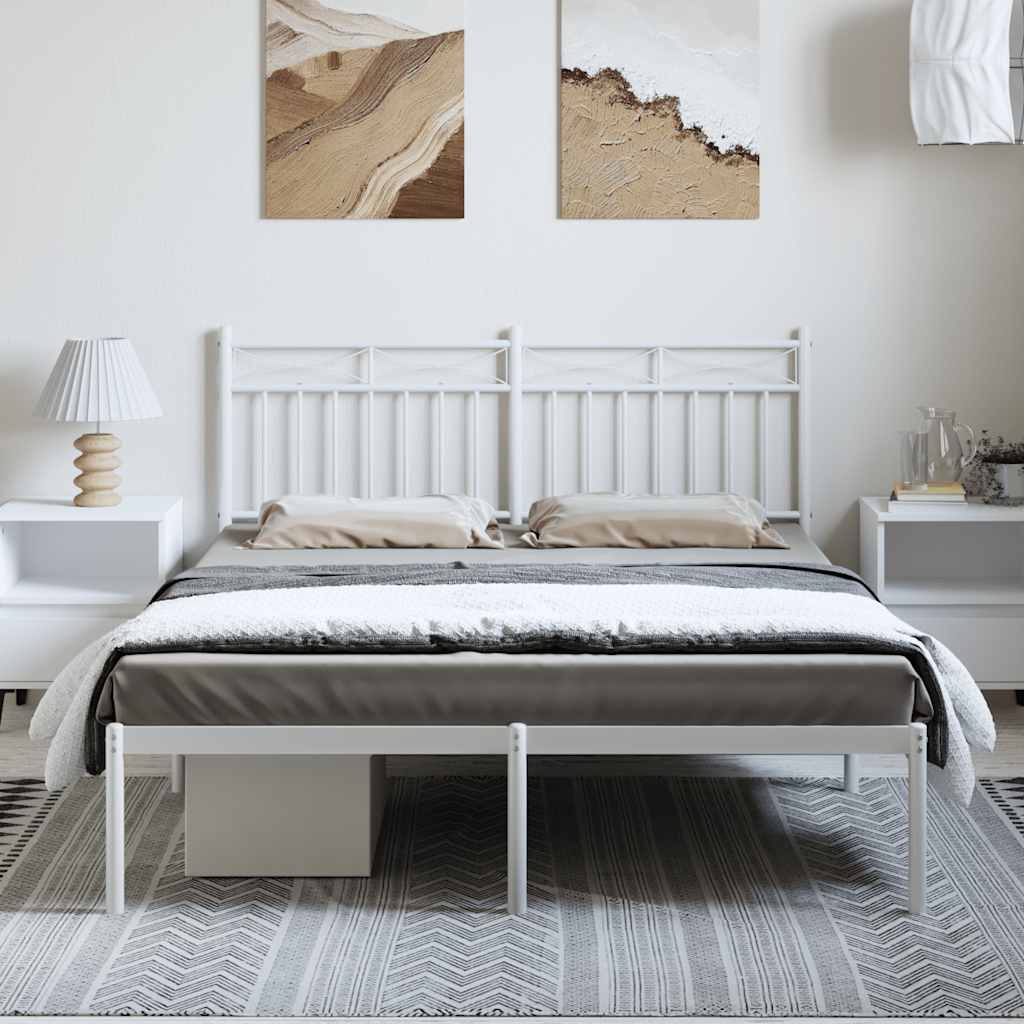 sengeramme med sengegavl 135x190 cm metal hvid
