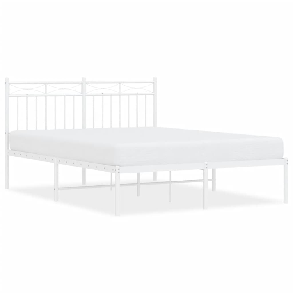 sengeramme med sengegavl 140x200 cm metal hvid