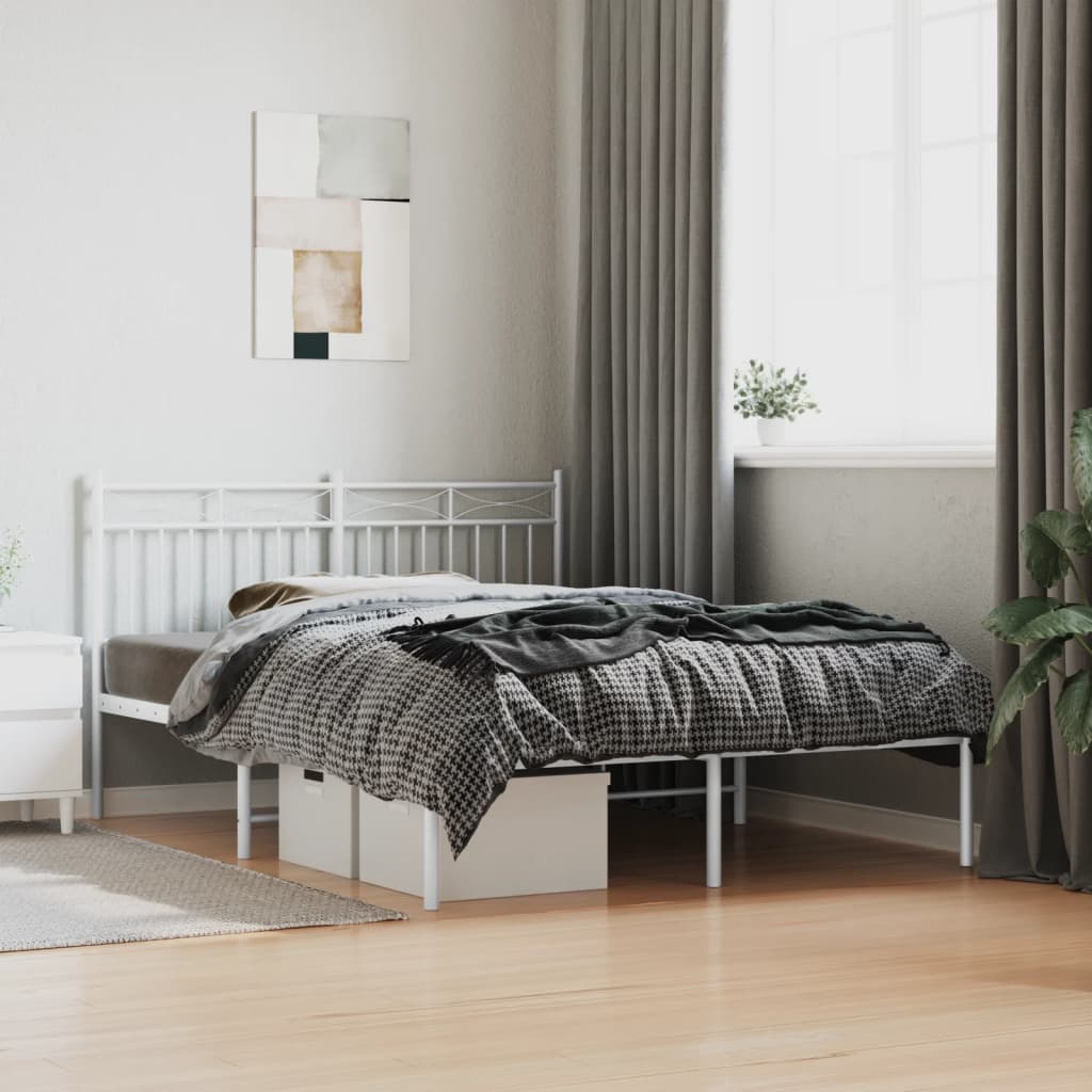 sengeramme med sengegavl 140x200 cm metal hvid