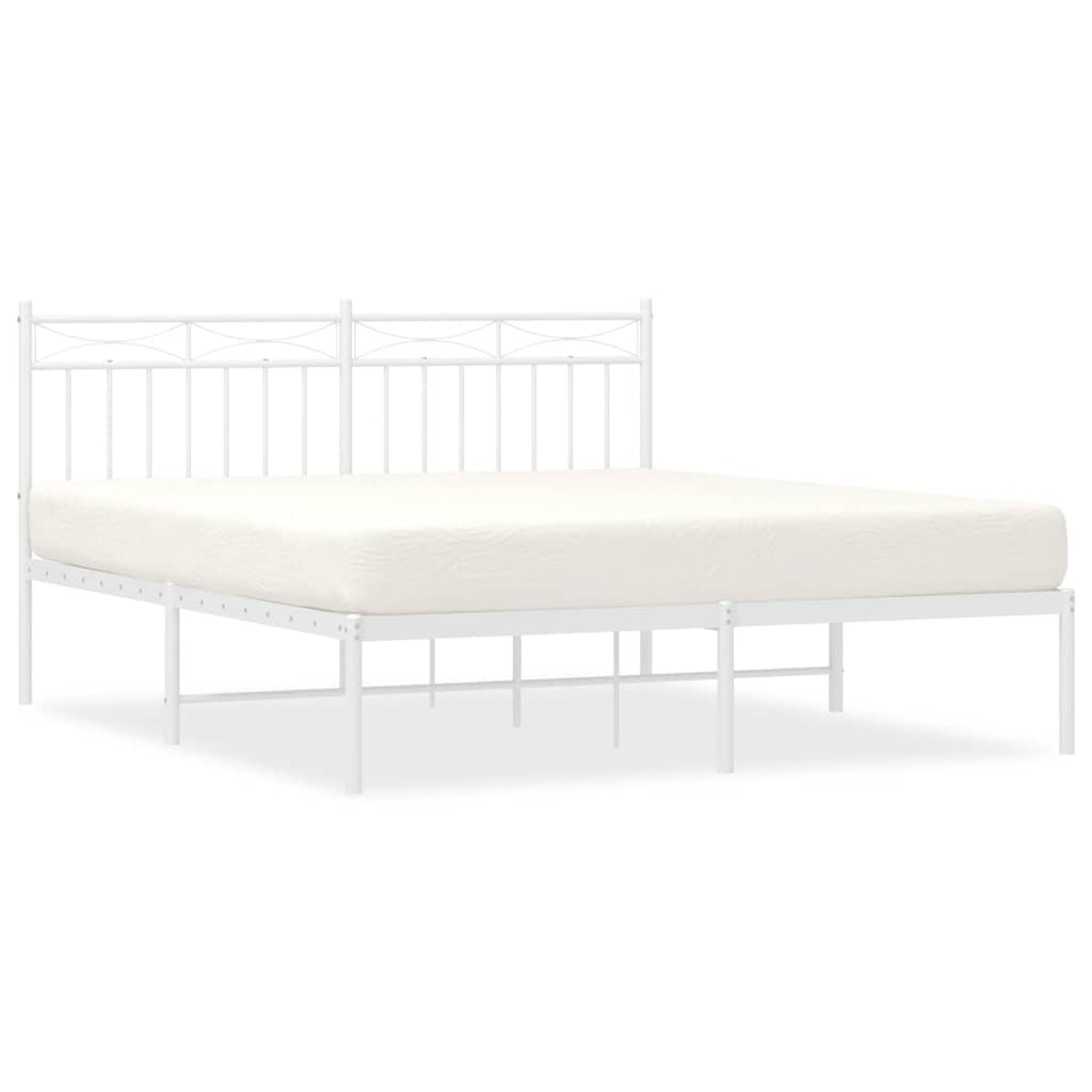 sengeramme med sengegavl 150x200 cm metal hvid