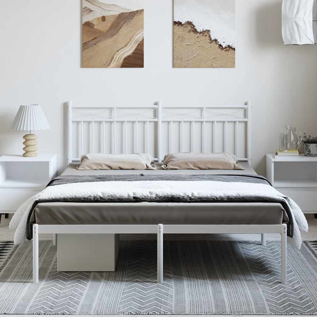 sengeramme med sengegavl 150x200 cm metal hvid