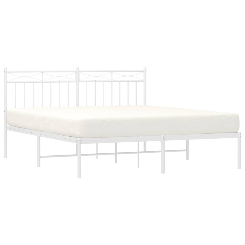 sengeramme med sengegavl 150x200 cm metal hvid