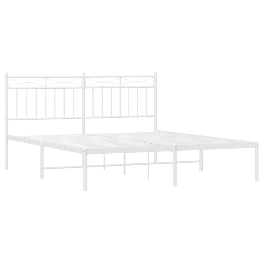 sengeramme med sengegavl 150x200 cm metal hvid