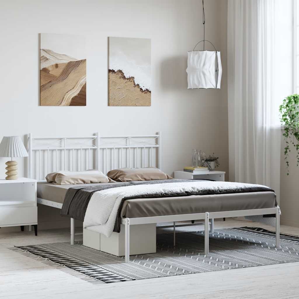 sengeramme med sengegavl 150x200 cm metal hvid