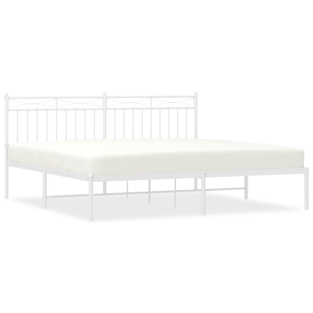 sengeramme med sengegavl 183x213 cm metal hvid