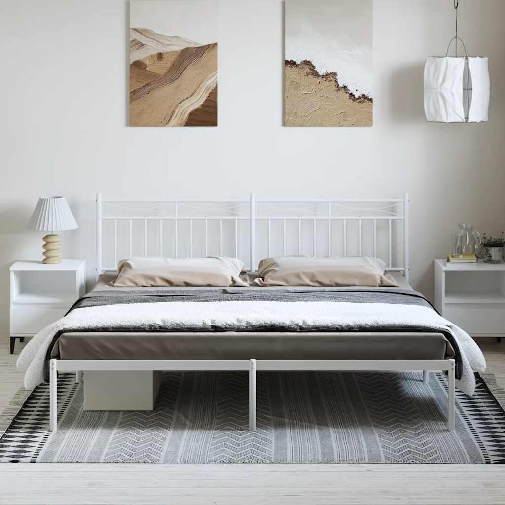 sengeramme med sengegavl 183x213 cm metal hvid