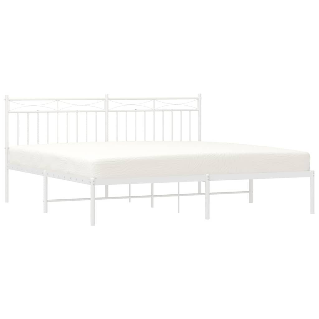 sengeramme med sengegavl 183x213 cm metal hvid