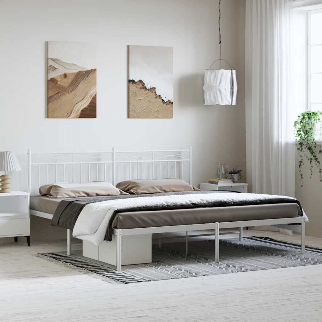 sengeramme med sengegavl 183x213 cm metal hvid