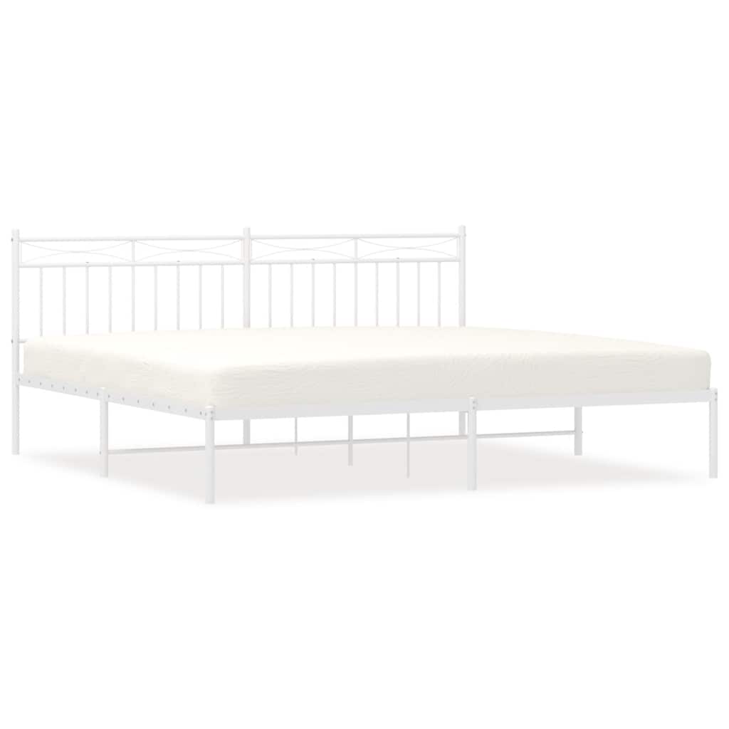 sengeramme med sengegavl 193x203 cm metal hvid