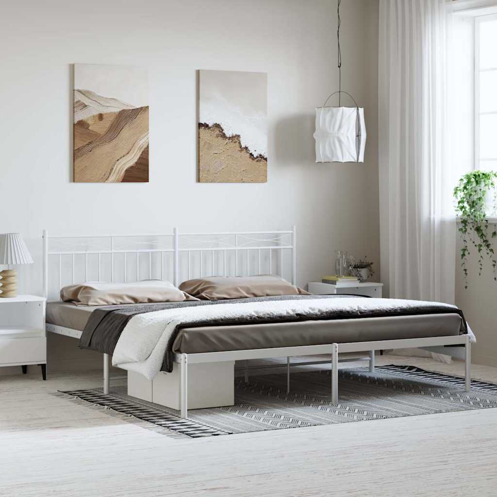 sengeramme med sengegavl 193x203 cm metal hvid