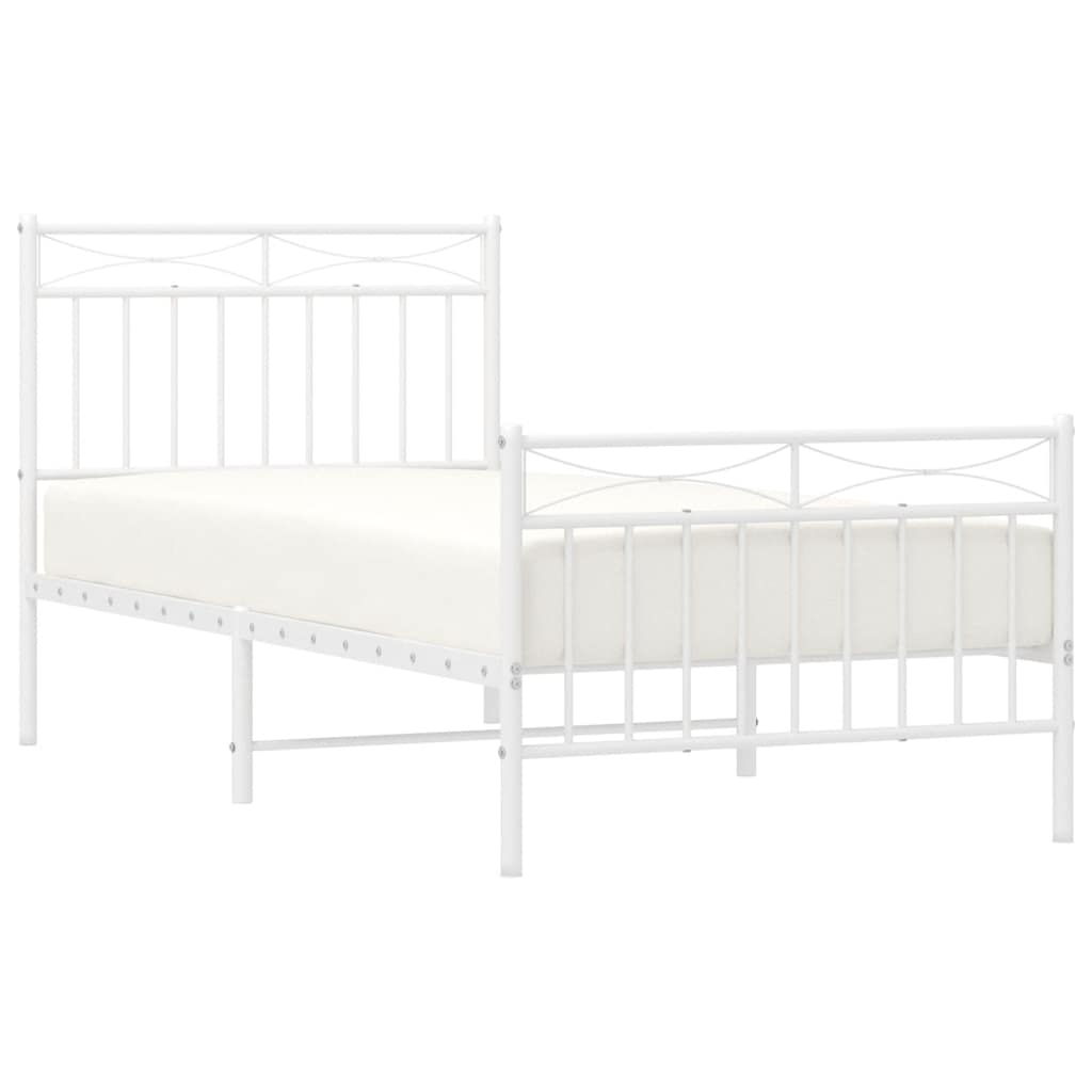 sengeramme med sengegavl og fodgærde 90x190 cm metal hvid