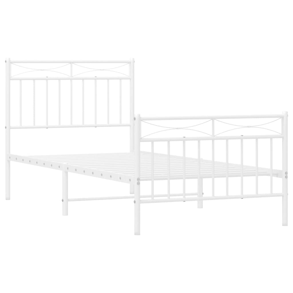 sengeramme med sengegavl og fodgærde 90x190 cm metal hvid