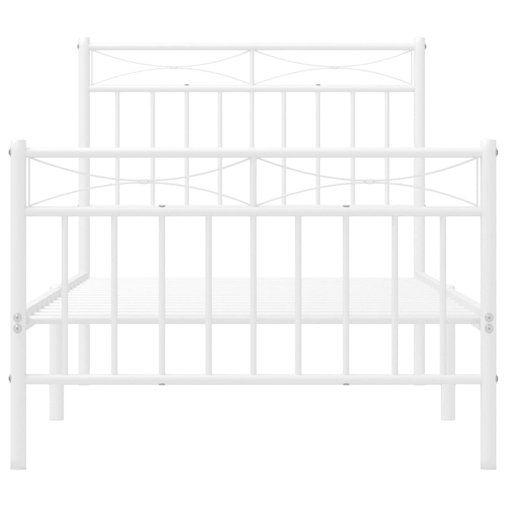 sengeramme med sengegavl og fodgærde 90x190 cm metal hvid